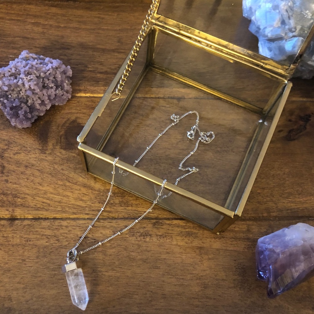 Authentic Clear Quartz Pendant with Dainty Chain